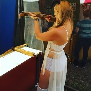 Sheer white maxi skirt